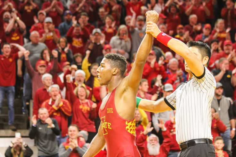 ISU 157-pounder David Carr proves he has the “it” factor in Cy-Hawk dual meet debut