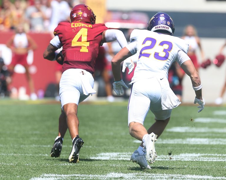 Jeremiah Cooper’s ball-hawking skills set the tone in ISU’s 30-7 season-opening win over UNI