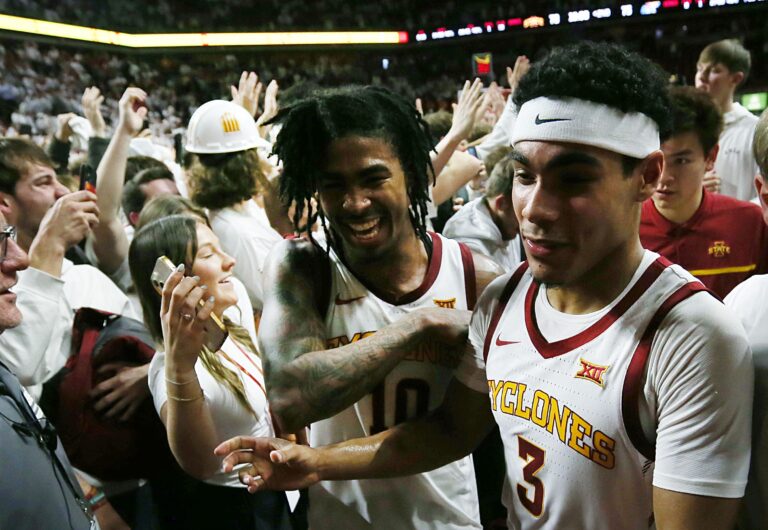 SHOUTOUT TO THE FANS: Keshon Gilbert’s late heroics help No. 23 Iowa State beat No. 7 Kansas